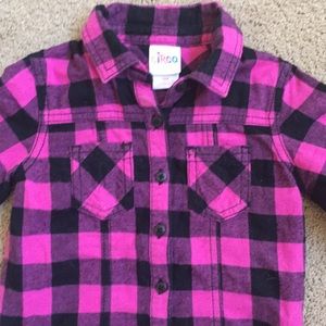 Pink and black plaid flannel shirt